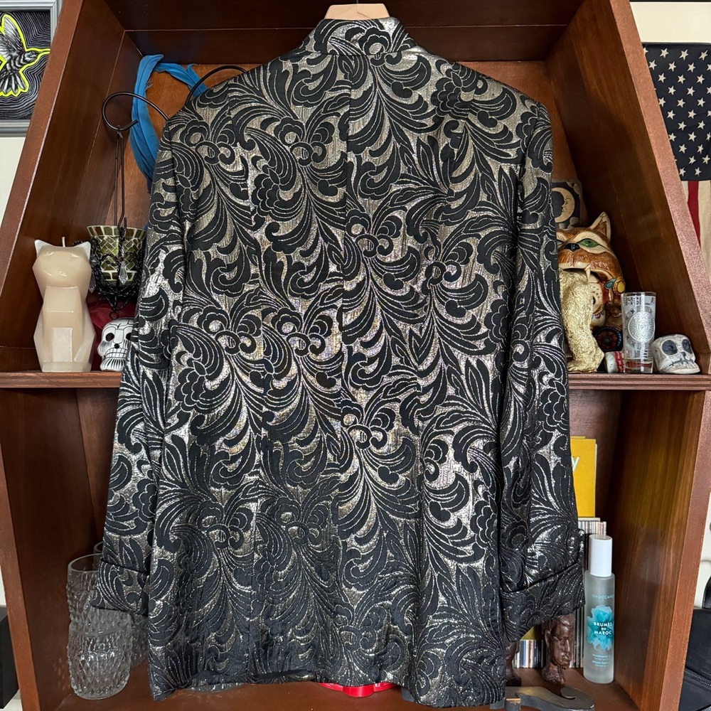 Vintage Handmade Damask Filigree with Gold Brocade Button Jacket Women’s Medium - Picture 5 of 5